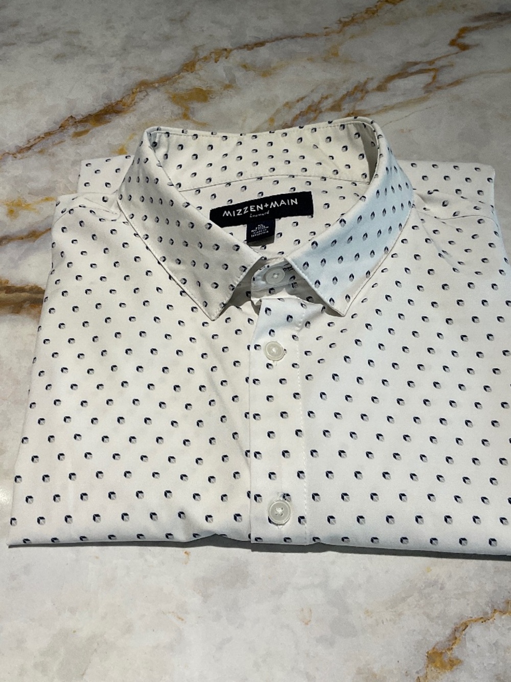 Mizzen+Main Men’s White & grey small Patterned Dress Shirt – XL